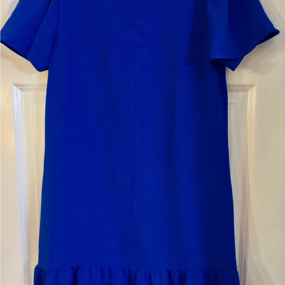 Dkny Blue A-line Midi Dress with Flutter Sleeves